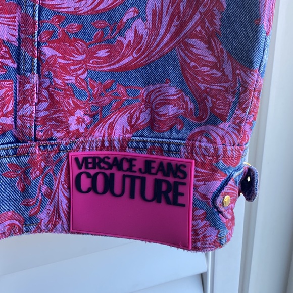 Versace Jeans Couture Pink Baroque Denim Vest - Picture 11 of 12